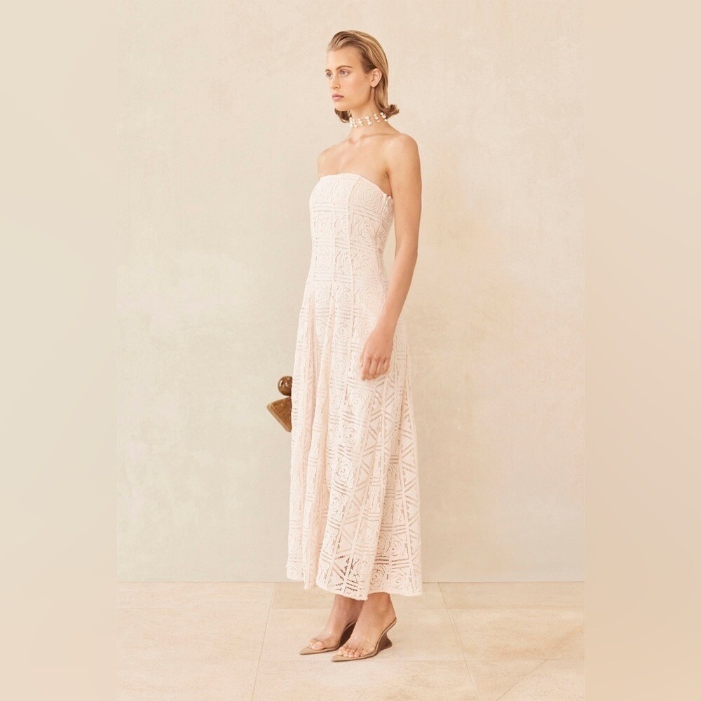 Cult Gaia Solia Floral Lace Maxi Dress In Gardenia - Picture 2 of 13